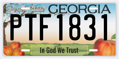 GA license plate PTF1831