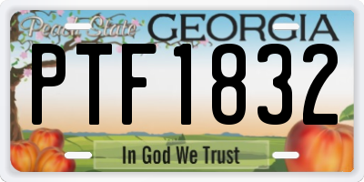 GA license plate PTF1832