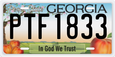 GA license plate PTF1833