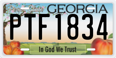 GA license plate PTF1834