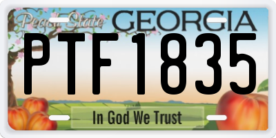 GA license plate PTF1835