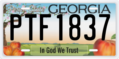 GA license plate PTF1837