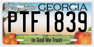 GA license plate PTF1839
