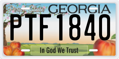 GA license plate PTF1840