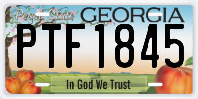 GA license plate PTF1845