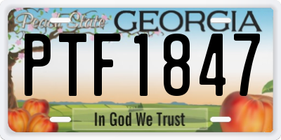 GA license plate PTF1847