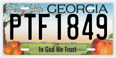 GA license plate PTF1849