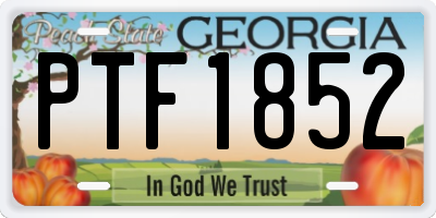 GA license plate PTF1852