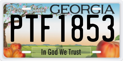 GA license plate PTF1853