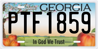 GA license plate PTF1859