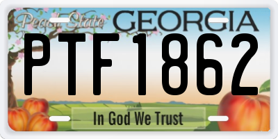 GA license plate PTF1862