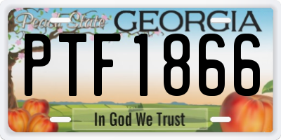 GA license plate PTF1866