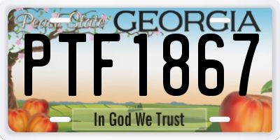 GA license plate PTF1867