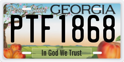 GA license plate PTF1868