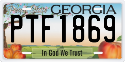 GA license plate PTF1869