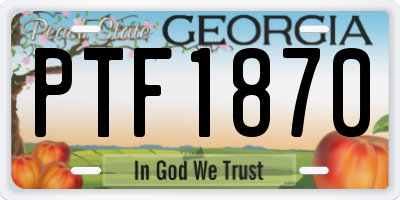 GA license plate PTF1870