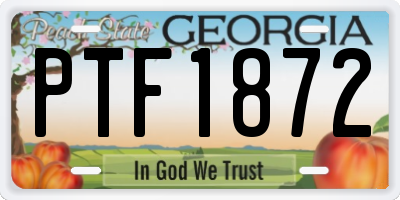 GA license plate PTF1872
