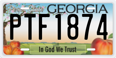 GA license plate PTF1874