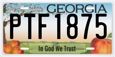 GA license plate PTF1875