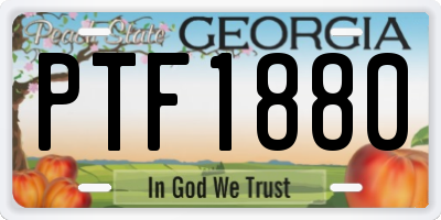 GA license plate PTF1880