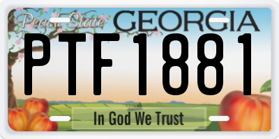 GA license plate PTF1881