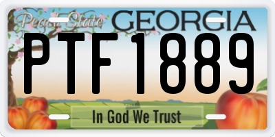 GA license plate PTF1889