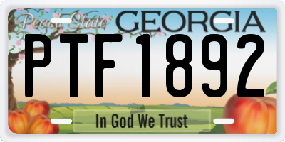 GA license plate PTF1892