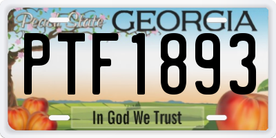 GA license plate PTF1893
