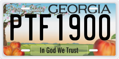 GA license plate PTF1900