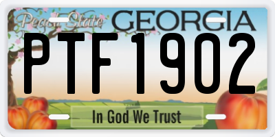 GA license plate PTF1902