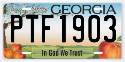 GA license plate PTF1903
