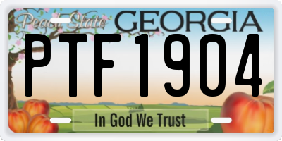GA license plate PTF1904