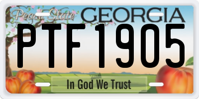 GA license plate PTF1905