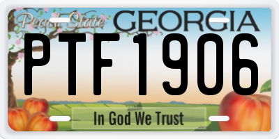GA license plate PTF1906