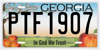 GA license plate PTF1907