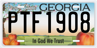 GA license plate PTF1908