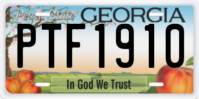 GA license plate PTF1910