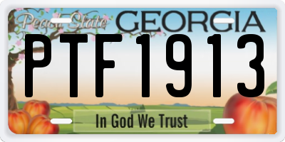 GA license plate PTF1913