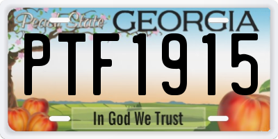 GA license plate PTF1915