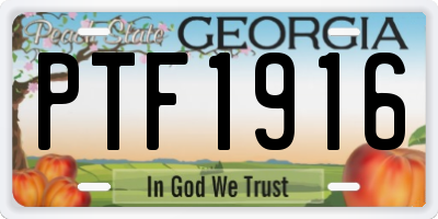 GA license plate PTF1916