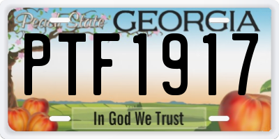 GA license plate PTF1917