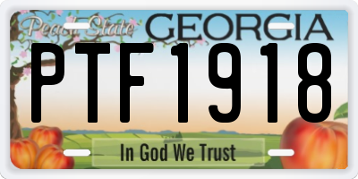 GA license plate PTF1918