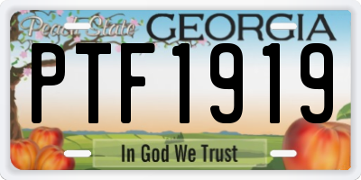 GA license plate PTF1919
