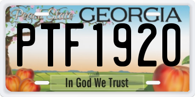 GA license plate PTF1920