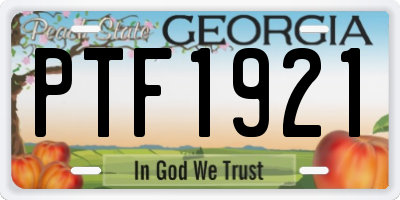 GA license plate PTF1921