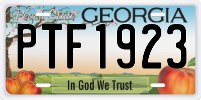 GA license plate PTF1923
