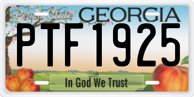 GA license plate PTF1925