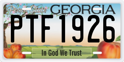 GA license plate PTF1926