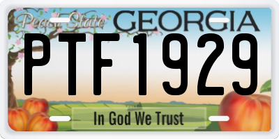 GA license plate PTF1929