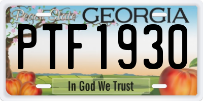GA license plate PTF1930